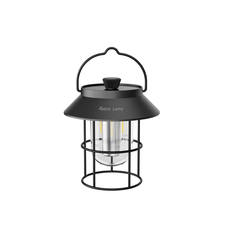 Schwarze Retro-Laterne aus Metall, tragbar, für Gartenbeleuchtung, Vintage-Design.