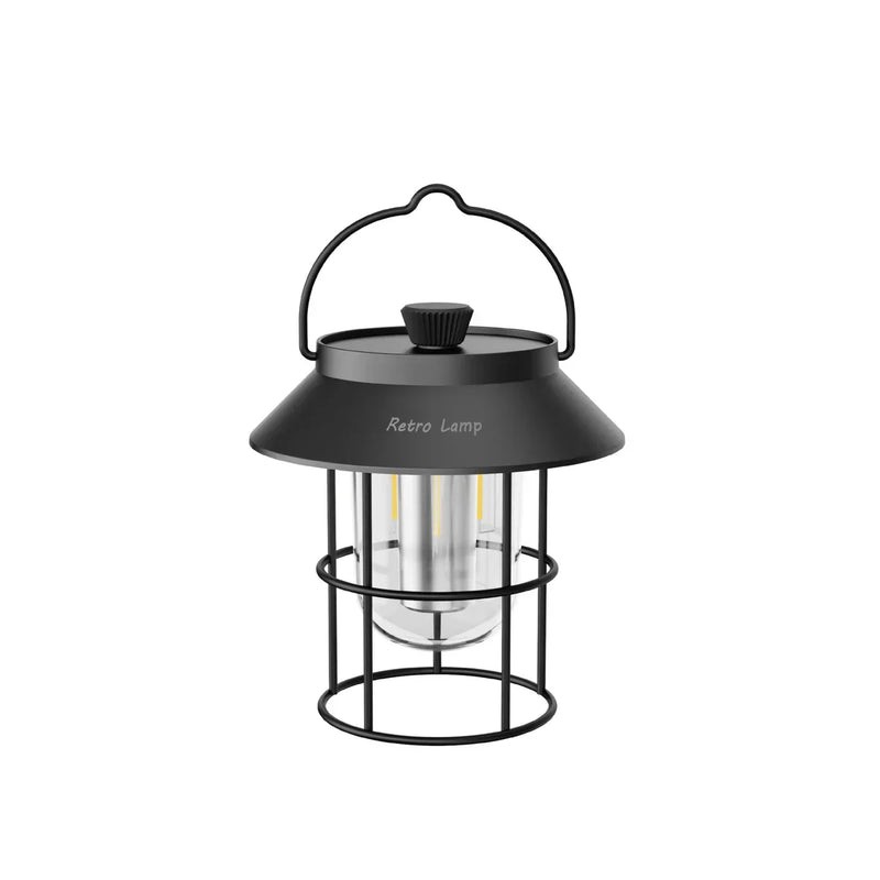 Schwarze Retro-Laterne aus Metall, tragbar, für Gartenbeleuchtung, Vintage-Design.