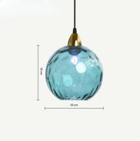 Blaue Glas-Pendelleuchte, 20 cm Durchmesser, moderne Hängelampe, Inneneinrichtung.