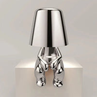 Silberne Tischlampe in menschlicher Form, modernes Design, Metall, Wohnzimmer-Dekoration.