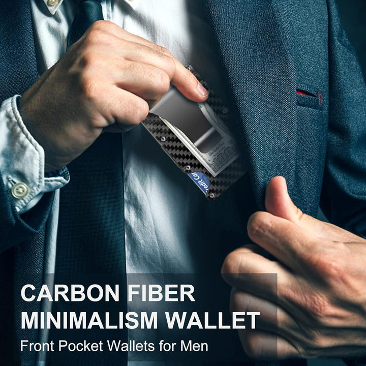 Herren-Geldbörse aus Kohlefaser, minimalistisches Design, ideal für die Vordertasche.