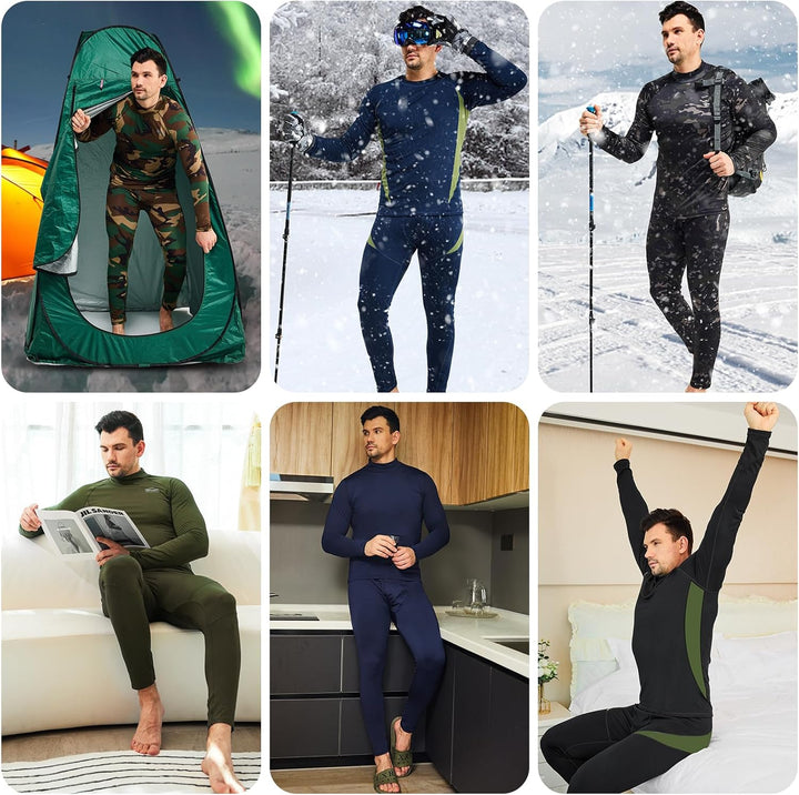 Männer Thermounterwäsche Set, Camouflage und Schwarz, Outdoor-Aktivitäten, Winterbekleidung.
