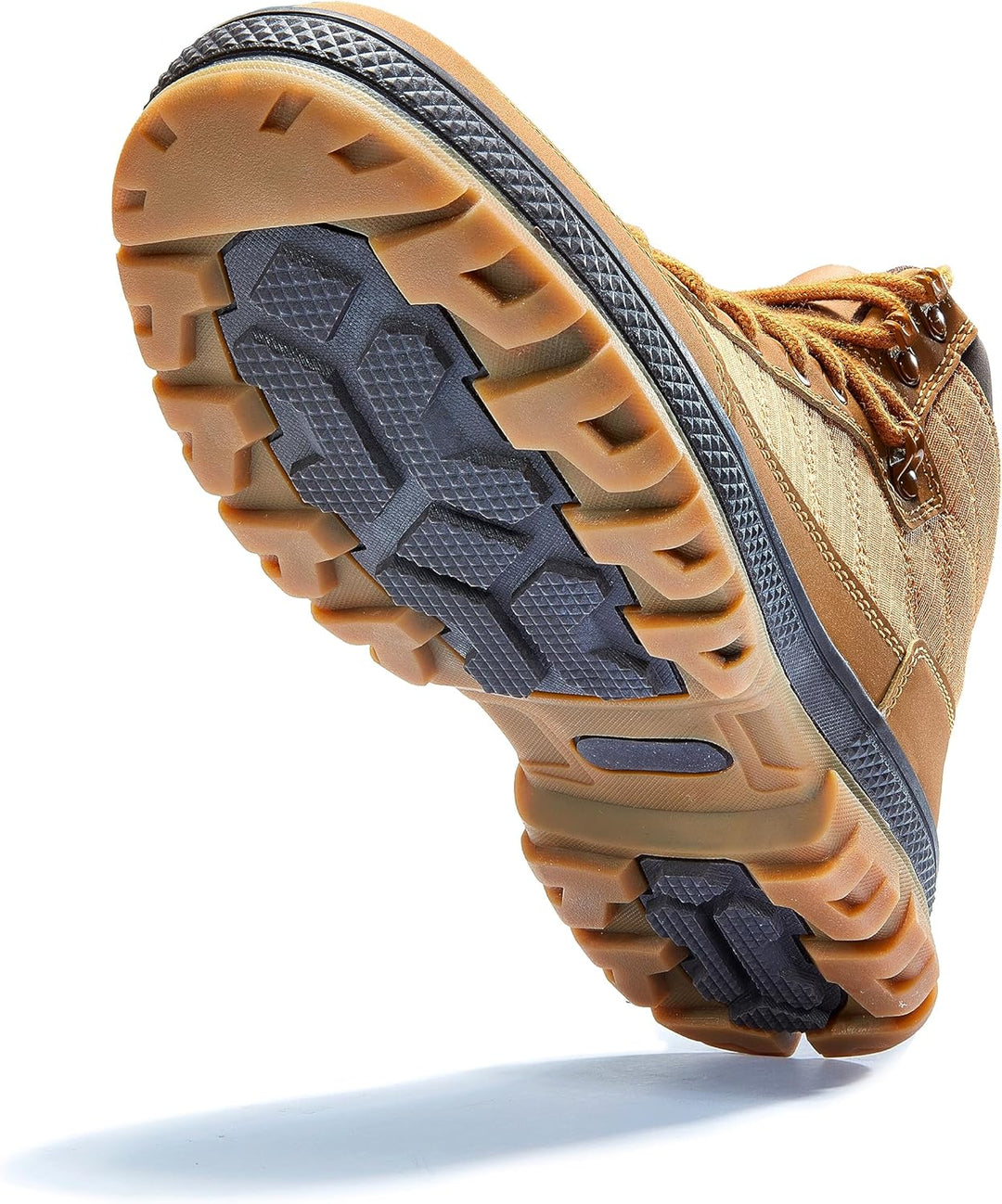 Brauner Wanderschuh mit robuster Gummisohle, ideal für Outdoor-Aktivitäten und Trekking.