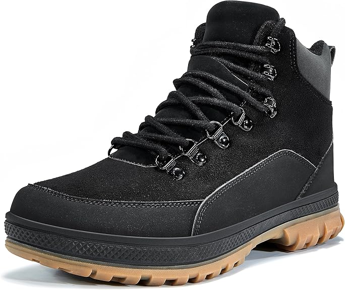 Schwarzer Herren-Wanderschuh, wasserdicht, rutschfeste Sohle, Outdoor-Stiefel.