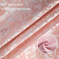 Rosa Jacquard-Stoff, weich, leicht elastisch, hautfreundlich, ideal für elegante Bekleidung.