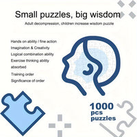 1000-teilige Puzzles, blaues Design, fördert Kreativität und logisches Denken, Erwachsene, Kinder.
