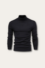 Schwarzer Rollkragenpullover Herren, langärmelig, Baumwolle, elegant, modisch, Wintermode.