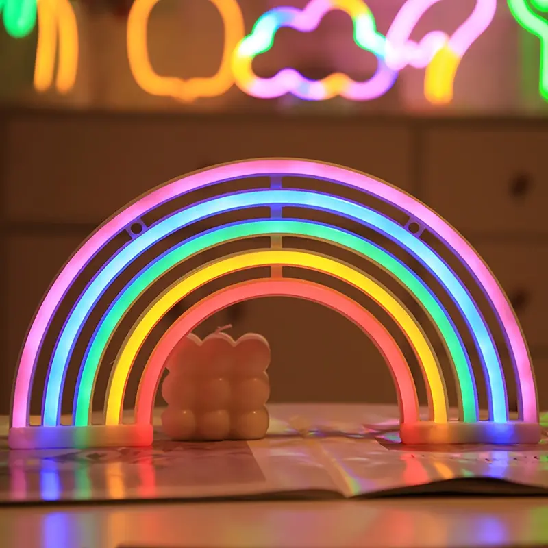 Neon-Regenbogenlampe, bunte LED-Dekoration, Tischleuchte, modernes Design, Wohnzimmerbeleuchtung