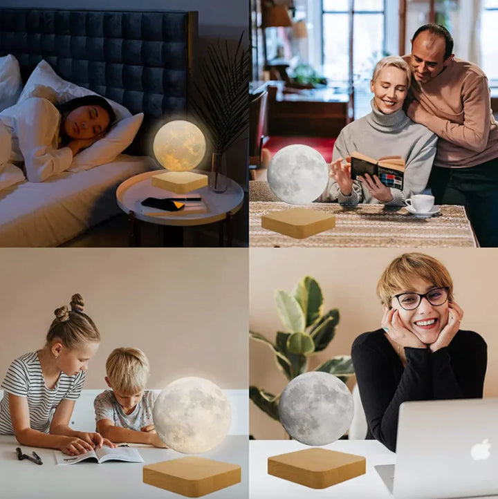 Schwebende Mondlampe aus Holz, LED, dekorativ, Schlafzimmer, Wohnzimmer, Geschenkidee.