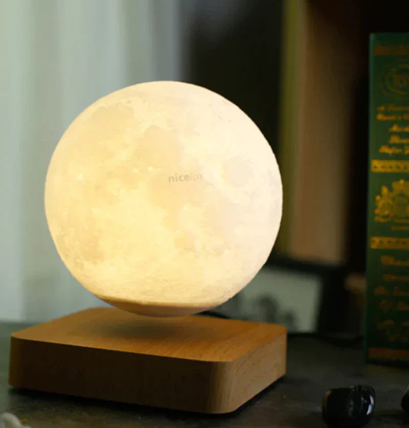Schwebende Mondlampe aus Holz, LED, 3D-Druck, Nachtlicht, Dekoration, warmweiß, modern.
