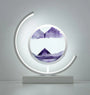 Moderne Sanduhrlampe, LED, lila Sand, dekorative Tischleuchte, minimalistisches Design.