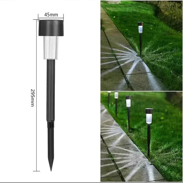 Schwarze Solarlampe für Garten, LED, wetterfest, 295mm, energiesparend, Außenbeleuchtung.
