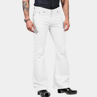 Weiße Schlaghose für Herren, Denim, modisch, 70er-Jahre-Stil, Freizeitkleidung.