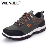 Orthopädischer Wanderschuh, grau-orange, atmungsaktiv, rutschfest, für Herren.
