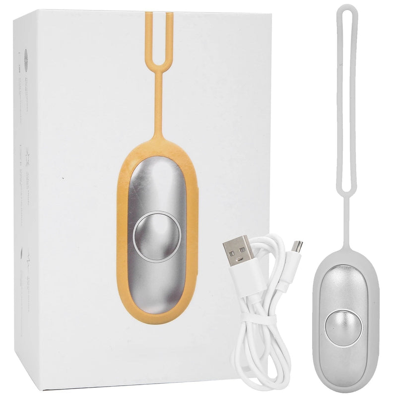 Tragbarer grauer Handventilator mit USB-Kabel, kompakt, ideal für Reisen und Outdoor-Aktivitäten.