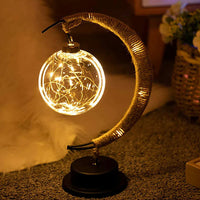 Mondlampe mit LED-Lichterkette, warmweiß, dekorativ, Tischleuchte, modernes Design, Wohnzimmer.