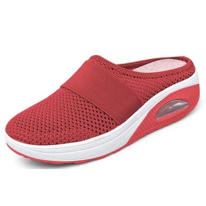 Roter Damen-Sneaker, atmungsaktiv, Mesh, rutschfest, bequeme Sohle, modisch.