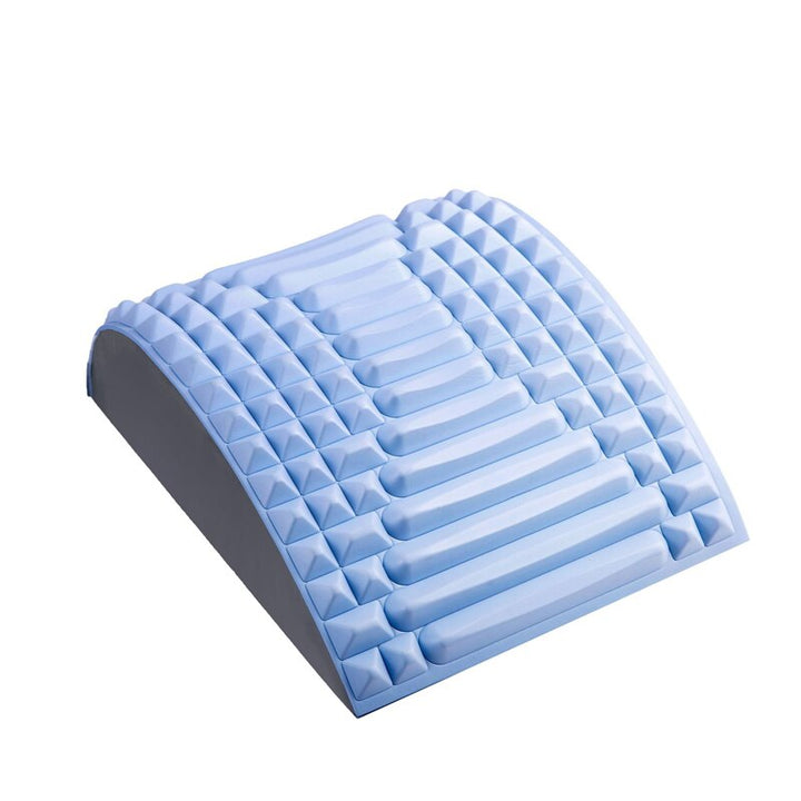 Blaues ergonomisches Keilkissen, Schaumstoff, Rückenschmerzen, orthopädische Unterstützung.