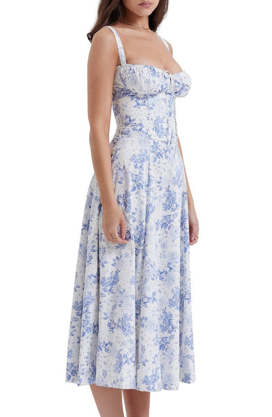 Geblümtes Maxi-Kleid mit Taillierung - Fleur