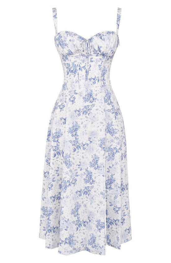 Geblümtes Maxi-Kleid mit Taillierung - Fleur