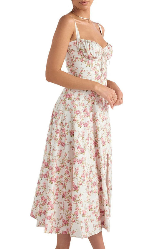 Geblümtes Maxi-Kleid mit Taillierung - Fleur