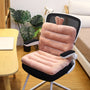 Rosa Plüsch-Bürostuhlauflage mit Hasenohren, ergonomisch, bequem, für Homeoffice.