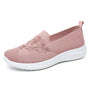 Rosa Damen-Sneaker aus Mesh mit Blumenstickerei, atmungsaktiv und bequem.