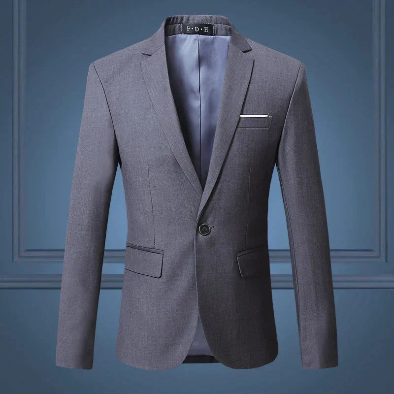 Grauer Herrenanzug, Slim Fit, Business Casual, hochwertig, große Größen, elegantes Design.