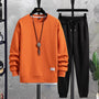 Orangefarbener Jordan Jogginganzug, Herren, Baumwolle, Freizeitmode, Sportbekleidung.
