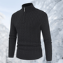 Schwarzer Herren-Strickpullover mit Reißverschluss, Wintermode, warm, elegant, bequem.