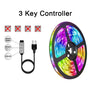 LED-Lichtstreifen mit 3-Tasten-Controller, USB-Anschluss, mehrfarbig, flexibel, energiesparend.