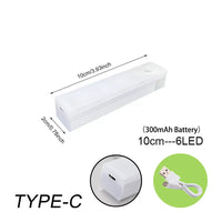 LED-Lichtleiste 10cm, 6 LEDs, USB-C, 300mAh Akku, weiß, für Schrankbeleuchtung.