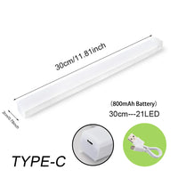 LED-Lichtleiste 30cm, 21 LEDs, USB-C, 800mAh Akku, weiß, energiesparend, kabellos.