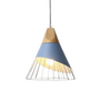 Moderne Hängelampe aus Holz und Metall, blau, skandinavisches Design, Innenbeleuchtung.