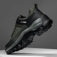 Wasserdichte Herrenschuhe, grün-schwarz, rutschfest, Outdoor-Sneaker, Leder, 2023.