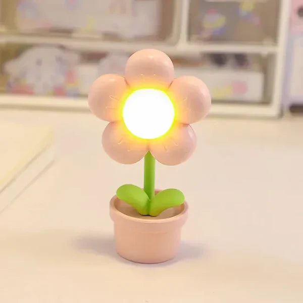 Niedliche LED-Blumen-Nachtlampe, rosa, Tischdekoration, Kinderzimmer, Ambientebeleuchtung.