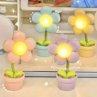Mini LED Blumen Nachtlicht, bunte Tischlampe, Kinderzimmer Deko, Pastellfarben, Blumentopf.
