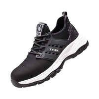 Schwarzer Sportschuh mit weißer Sohle, atmungsaktives Mesh, Herren Sneaker, modisch.