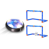 Schwebender Fußball mit LED, blaues Mini-Tor-Set, Indoor-Spielzeug für Kinder.