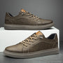 Braune Oxford-Ledersneaker, bequem, atmungsaktiv, Herrenschuhe, modisch, rutschfeste Sohle.