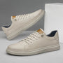 Beige Oxford-Ledersneaker, bequem, atmungsaktiv, modisch, für Herren.