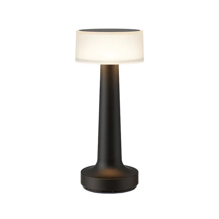 Schwarze Tischlampe für Restaurant, modernes Design, LED, kabellos, dimmbar, Metall.