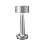 Silberne zylindrische Tischlampe für Restaurants, modernes Design, LED-Beleuchtung.