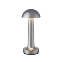 Silberne Tischlampe, pilzförmig, für Restaurant oder Bar, modernes Design, LED-Beleuchtung.
