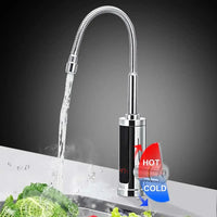 Moderne Küchenarmatur mit LED-Temperaturanzeige, Edelstahl, flexibel, Wasserhahn, Mischbatterie.