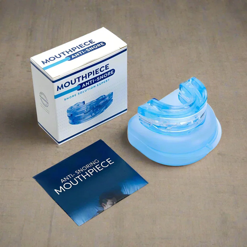 Antischnarch-Mundstück, blau, Kunststoff, mit Verpackung, gegen Schnarchen, Schlafhilfe.