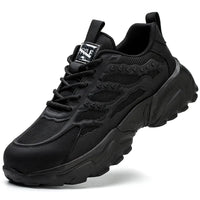 Schwarzer Sneaker, Herren, atmungsaktiv, rutschfest, sportlich, modisch, robustes Design.