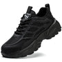 Schwarzer Sneaker, Herren, atmungsaktiv, rutschfest, sportlich, modisch, robustes Design.