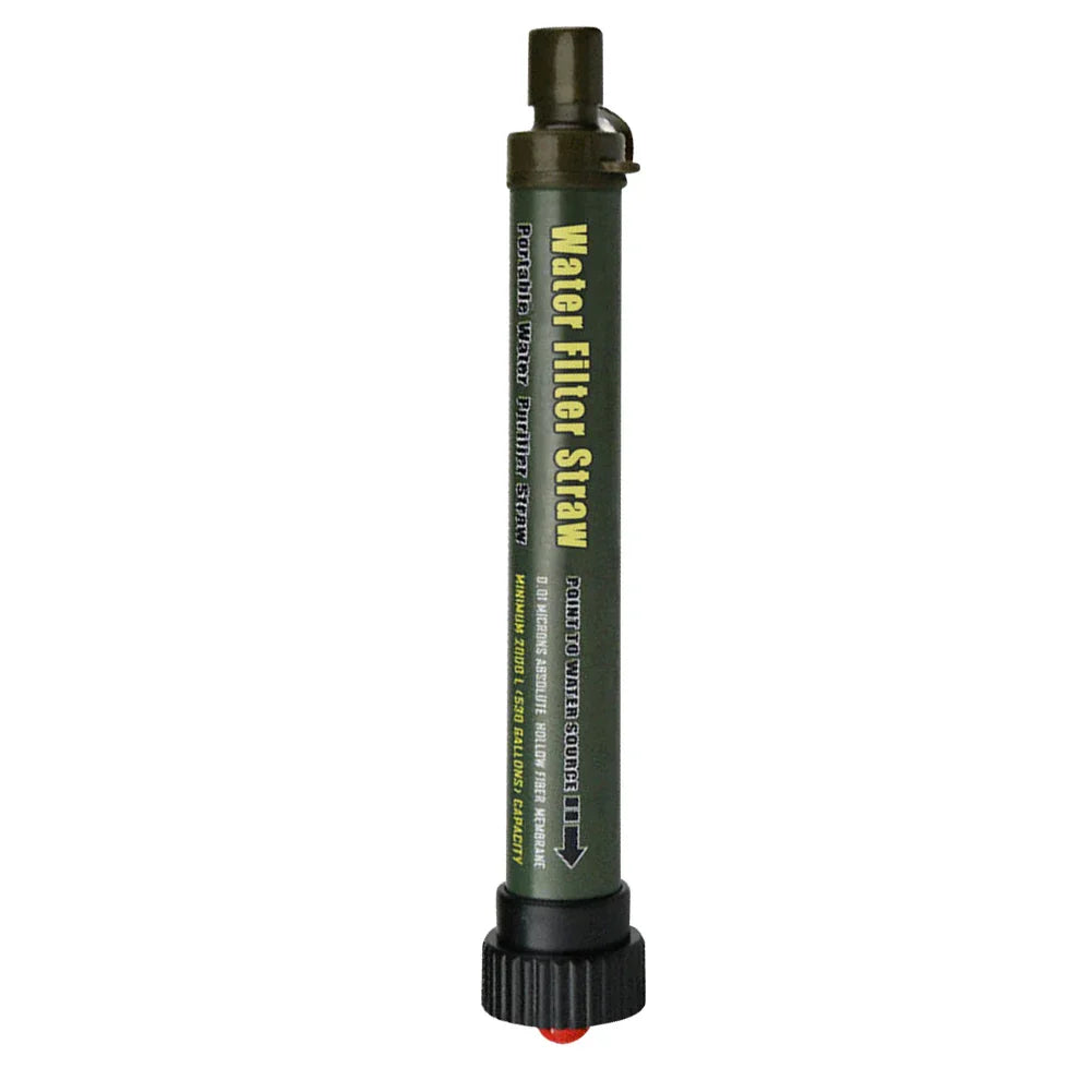 Trinkwasserfilter-Strohhalm, tragbar, grün, Outdoor-Wasserfilter, Notfallausrüstung