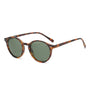 Braune Sonnenbrille mit runden Gläsern, UV-Schutz, modisches Accessoire, Unisex-Design.
